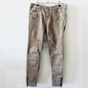 Free People Tan Moto Jeans